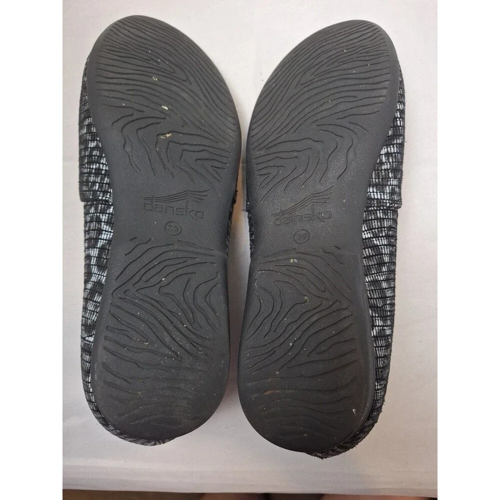 DANSKO Black Silver Textured Leather Loafers Flats Shoes Size 39 (8.5)